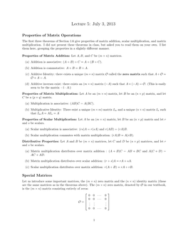 Lecture 5: July 3, 2013