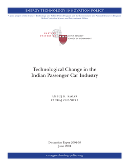 Technological Change in the Indian Passenger Car Industry