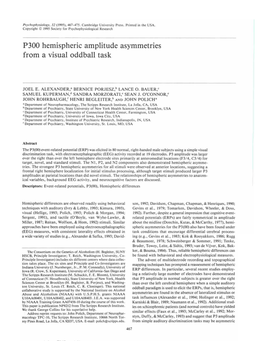 P300 Hemispheric Amplitude Asymmetries from a Visual Oddball Task