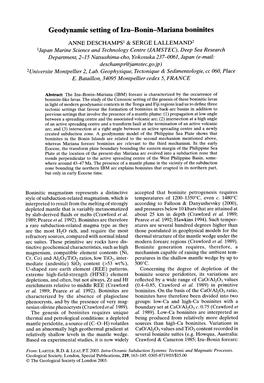 Geodynamic Setting of Izu-Bonin-Mariana Boninites