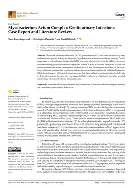 Mycobacterium Avium Complex Genitourinary Infections: Case Report and Literature Review