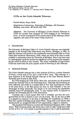 Ccds on the Curtis Schmidt Telescope Patrick Seitzer, Nancy