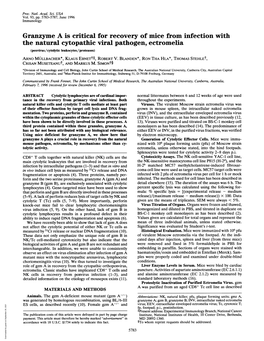 Granzyme a Is Critical for Recovery of Mice from Infection With