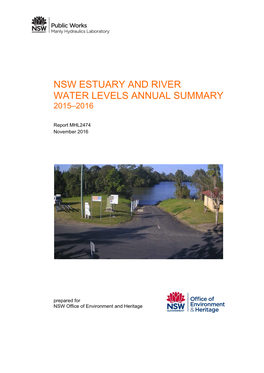 Nsw Estuary and River Water Levels Annual Summary 2015-2016