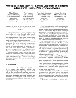 One Ring to Rule Them All: Service Discovery and Binding in Structured Peer-To-Peer Overlay Networks