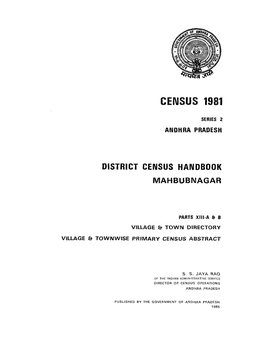 District Census Handbook, Mahbubnagar, Part XIII a & B