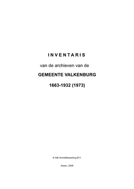 Inventaris Gemeente Valkenburg 1663-1932 (1973)