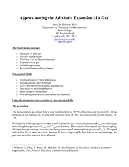 Approximating the Adiabatic Expansion of a Gas*