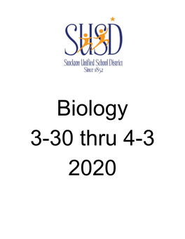 Biology Daily Lesson Log Week of 3/30/2020 - 4/3/2020