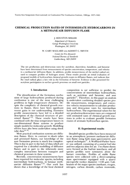 Chemical Production Rates of Intermediate Hydrocarbons in a Methane/Air Diffusion Flame