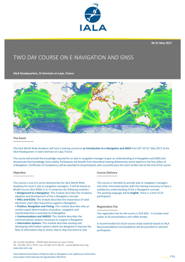 Two Day Course on E-Navigation and Gnss