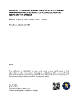 Geospatial Distribution of Tephra Fall in Alaska: a Geodatabase Compilation of Published Tephra Fall Occurrences from the Pleistocene to the Present
