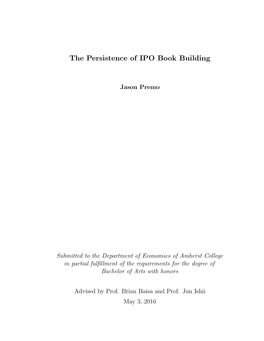 The Persistence of IPO Book Building