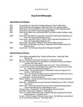 Zeng Fanzhi Bibliography