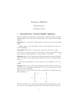 Azumaya Algebras