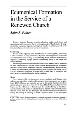 Ecumenical Formation in the Service of a Renewed Church John S
