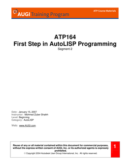 ATP164 First Step in Autolisp Programming Segment 2