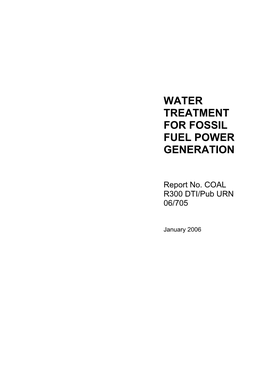 Water Treatment for Fossil Fuel Power Generation