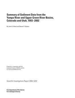 Summary of Sediment Data from the Yampa River and Upper Green River Basins, Colorado and Utah, 1993-2002