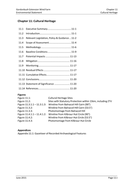 Chapter 11 Environmental Statement Cultural Heritage