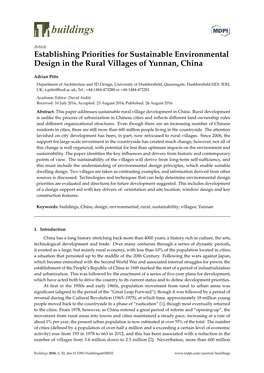 Establishing Priorities for Sustainable Environmental Design in the Rural Villages of Yunnan, China