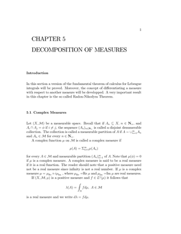 Chapter 5 Decomposition of Measures