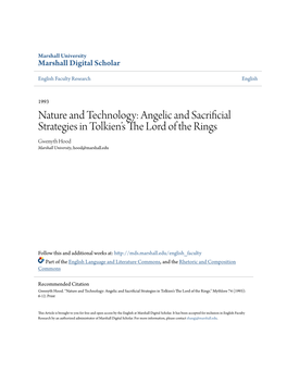 Nature and Technology: Angelic and Sacrificial Strategies in Tolkienâ•Žs