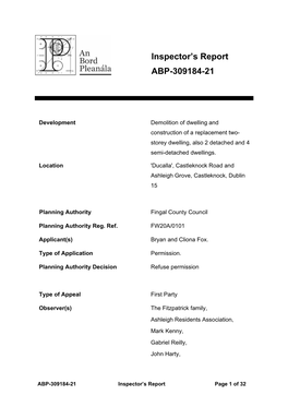 Inspector's Report ABP-309184-21