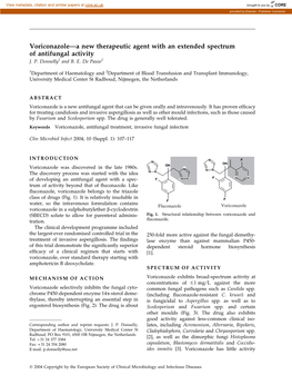 Voriconazole—A New Therapeutic Agent with an Extended Spectrum of Antifungal Activity J