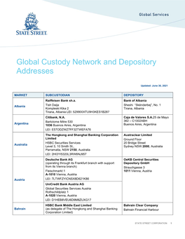 Global Custody Network and Depository Addresses