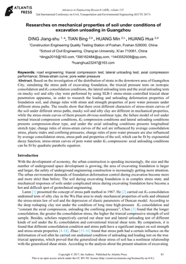 Researches on Mechanical Properties of Soil Under Conditions Of