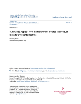 "A Few Bad Apples": How the Narrative of Isolated Misconduct Distorts Civil Rights Doctrine