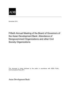 Fiftieth Annual Meeting: Attendance of Nongovernment Organizations And
