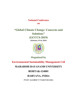 “Global Climate Change: Concerns and Solutions'' (GCCCS-2019) (February 15-16, 2019)