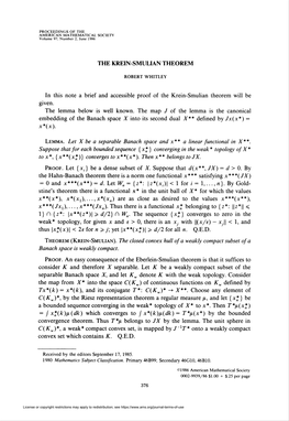 The Krein-Smulian Theorem