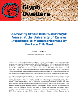 A Drawing of the Teotihuacan-Style Vessel at the University of Kansas Introduced to Mesoamericanists by the Late Erik Boot