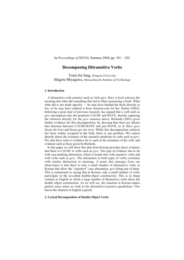 Decomposing Ditransitive Verbs