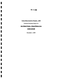 DEC 1 6 2009 Yukon Mines Incentive Program