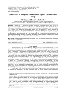 Constitution of Bangladesh and Human Rights: a Comparative Study