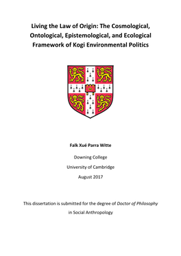 The Cosmological, Ontological, Epistemological, and Ecological Framework of Kogi Environmental Politics