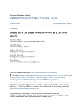 Efficacy of a T Cell-Biased Adenovirus Vector As a Zika Virus Vaccine