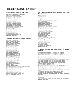 Blues Song Lyrics