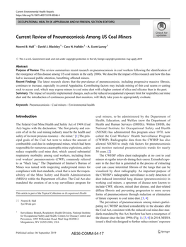 Current Review of Pneumoconiosis Among US Coal Miners