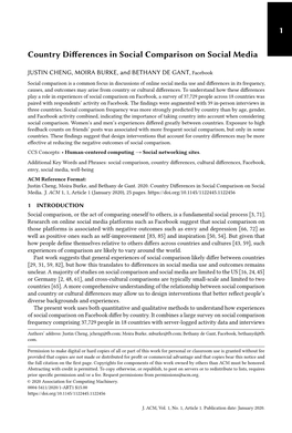 Country Differences in Social Comparison on Social Media