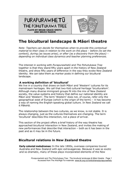 The Bicultural Landscape & Māori Theatre