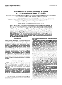 Melt Solidification and Late-Stage Evaporation in the Evolution of a FUN Inclusion from the Vigarano C3V Chondrite