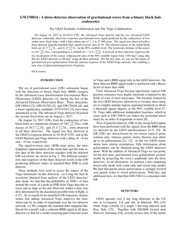 GW170814 : a Three-Detector Observation of Gravitational Waves from a Binary Black Hole Coalescence