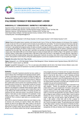 Review Article STALE SEEDBED TECHNIQUE of WEED MANAGEMENT: a REVIEW