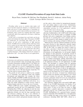 CLAMP: Practical Prevention of Large-Scale Data Leaks Bryan Parno, Jonathan M