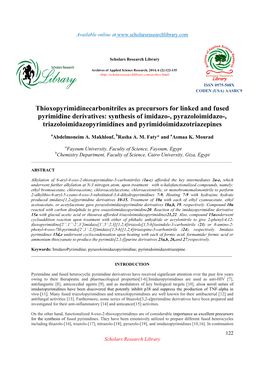 Thioxopyrimidinecarbonitriles As Precursors for Linked and Fused